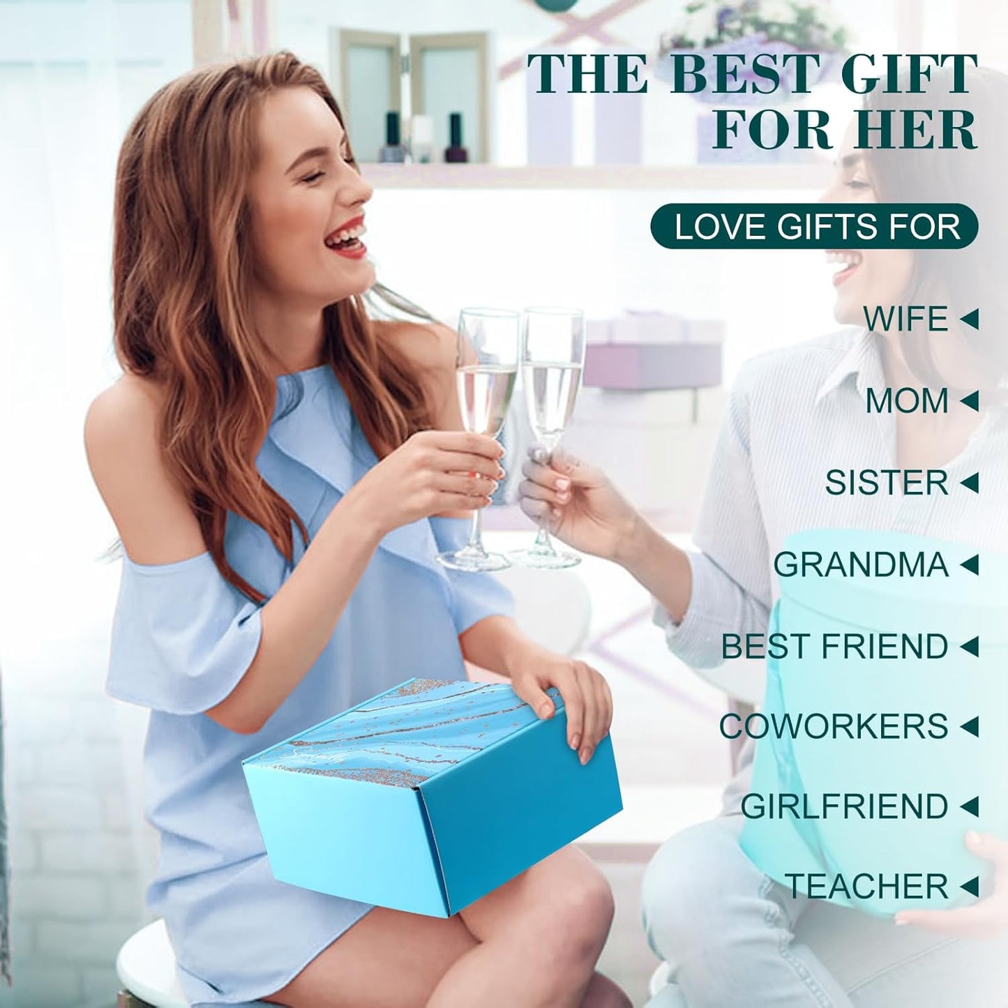 Birthday Gifts - Relaxing Spa Gift Basket Set for Her Mom Grandma Daughter Sister Wife Girlfriend Female Friends Coworker Teachers, Unique Bath Set Gifts (Blue)
