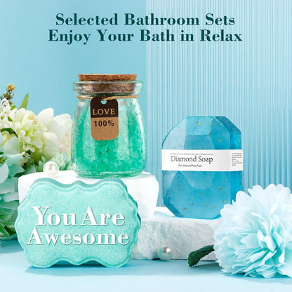Birthday Gifts - Relaxing Spa Gift Basket Set for Her Mom Grandma Daughter Sister Wife Girlfriend Female Friends Coworker Teachers, Unique Bath Set Gifts (Blue)